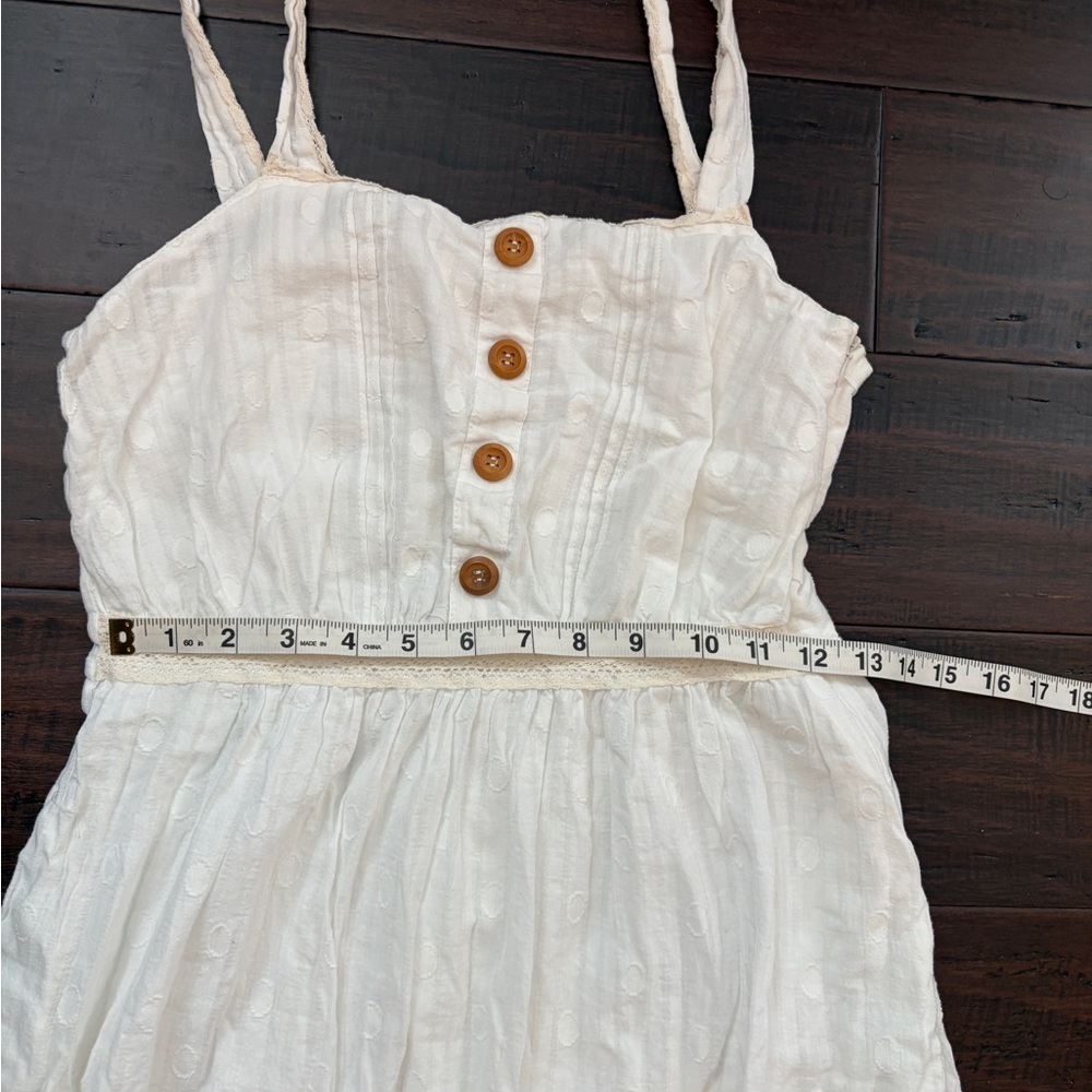 White cotton midi dress with lace detail size M cottagecore whimsical farmhand - Picture 5 of 8